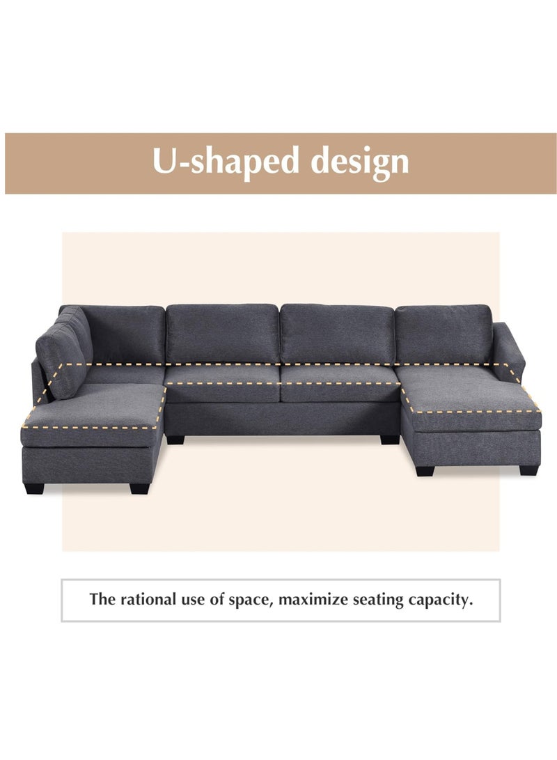 Karnak Jattebo 5-Seater Polyester Sofa Modern Design Sectional Sofa For Living Room Color (Grey) - Image 4
