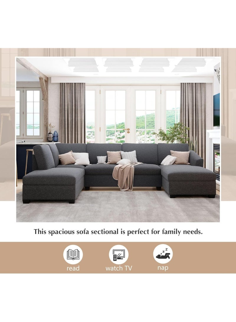 Karnak Jattebo 5-Seater Polyester Sofa Modern Design Sectional Sofa For Living Room Color (Grey) - Image 2