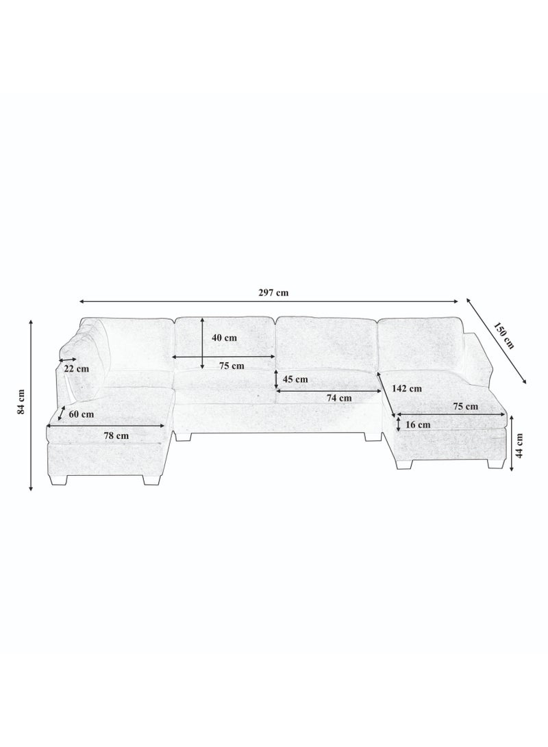Karnak Jattebo 5-Seater Polyester Sofa Modern Design Sectional Sofa For Living Room Color (Grey) - Image 5