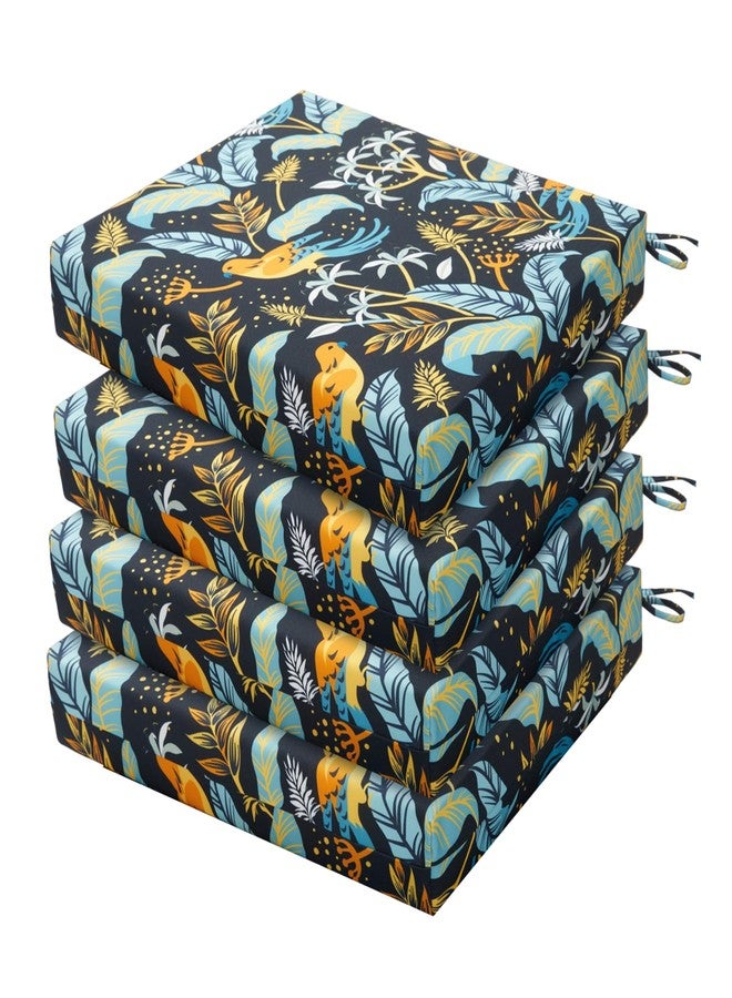 HARBOREST Outdoor Chair Cushions Set of 4, Water Resistant Patio Chair Cushions with Ties, Square Corner Outdoor Seat Cushions for Patio Furniture, 18.5"x16"x3", Philomel - Image 1