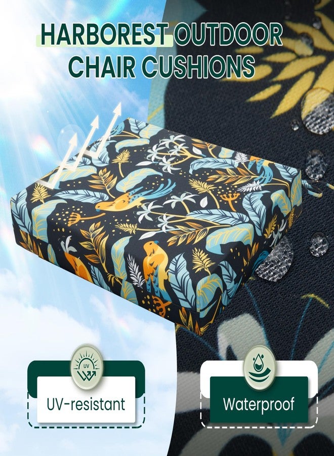 HARBOREST Outdoor Chair Cushions Set of 4, Water Resistant Patio Chair Cushions with Ties, Square Corner Outdoor Seat Cushions for Patio Furniture, 18.5"x16"x3", Philomel - Image 2