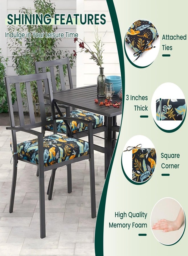 HARBOREST Outdoor Chair Cushions Set of 4, Water Resistant Patio Chair Cushions with Ties, Square Corner Outdoor Seat Cushions for Patio Furniture, 18.5"x16"x3", Philomel - Image 3