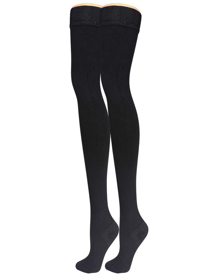NuVein Men's Compression Socks, 20-30 mmHg Support, Dress Trouser Style, Thigh High Length, Black, Large - Image 1