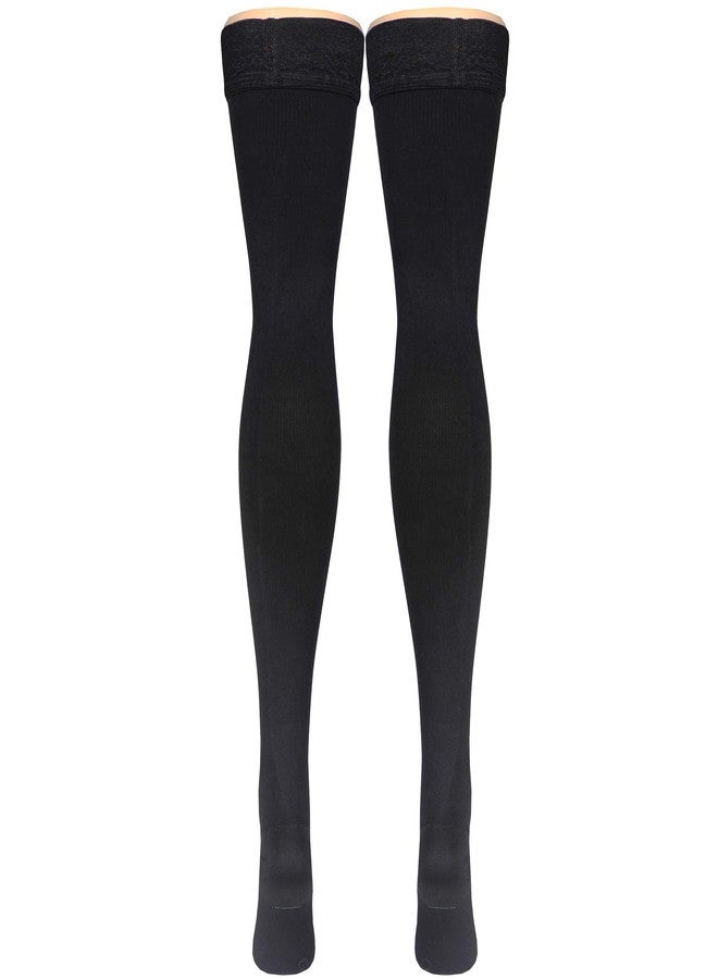 NuVein Men's Compression Socks, 20-30 mmHg Support, Dress Trouser Style, Thigh High Length, Black, Large - Image 4