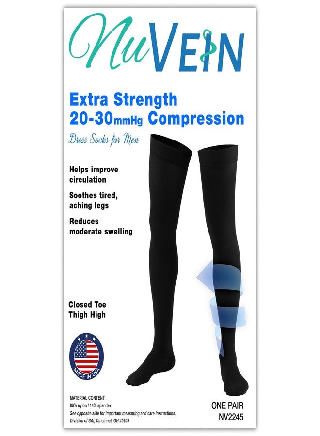 NuVein Men's Compression Socks, 20-30 mmHg Support, Dress Trouser Style, Thigh High Length, Black, Large - Image 5