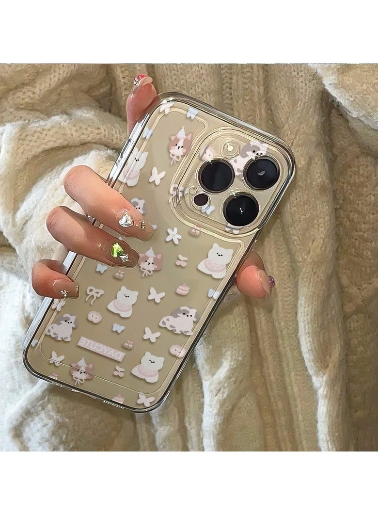 جراب شفاف كامل الشاشة لمجموعة الجراء والقطط الصغيرة لهاتف iPhone 16 Pro - لطيف، مقاوم للصدمات، أنيق - Image 3