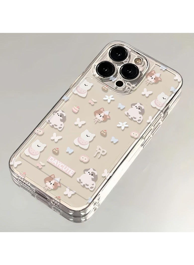 جراب شفاف كامل الشاشة لمجموعة الجراء والقطط الصغيرة لهاتف iPhone 16 Pro - لطيف، مقاوم للصدمات، أنيق - Image 4