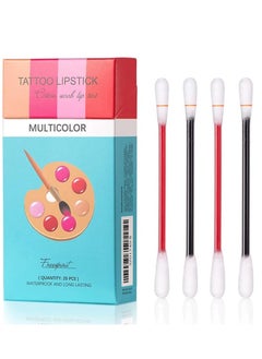 20 Pcs Waterproof Cotton Swabs for Tattoo Lipstick Long Lasting Lip Tint Multicolor