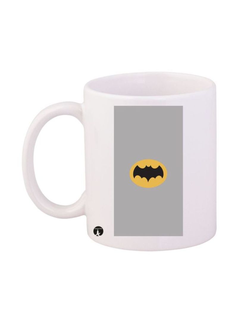 Batman Printed Mug White/Grey/Yellow Standard Size