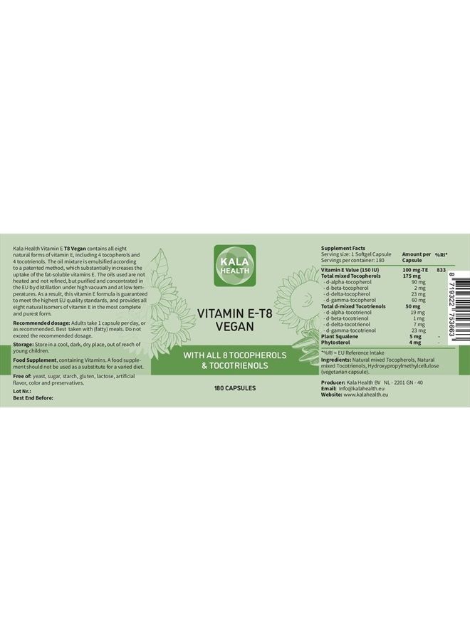 Kala Health Unique Vegan Formula with all 8 Tocopherols and Tocotrienols Vitamin E– Contains no PAH's, Heavy Metals, Contaminants or Preservatives - Certified Sustainable - Hair, Scars and Skin - Image 2