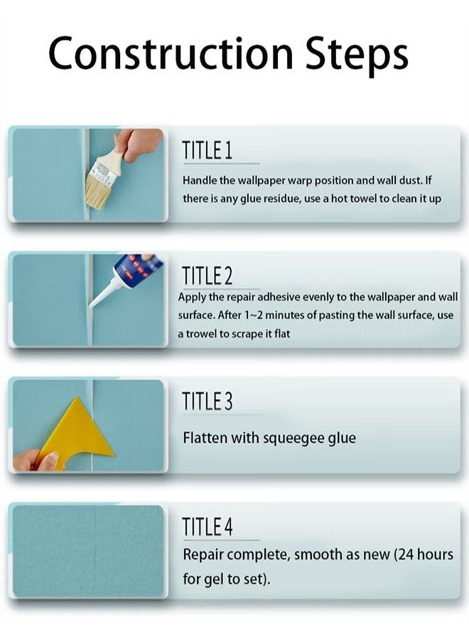 Ailily Ready to Use Wallpaper Paste for Hanging Borders & Overlapping Seams, Strong Glue, Seam & Repair Adhesive Tube,Easy-to-Use Wallpaper Glue for Quick Wallpaper Repairs （150ml） - Image 4