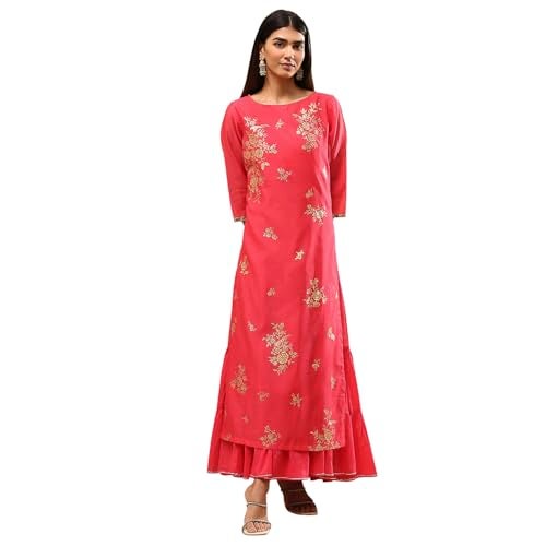 Biba Women Fuschia Poly Chanderi Dress_38 - Image 1
