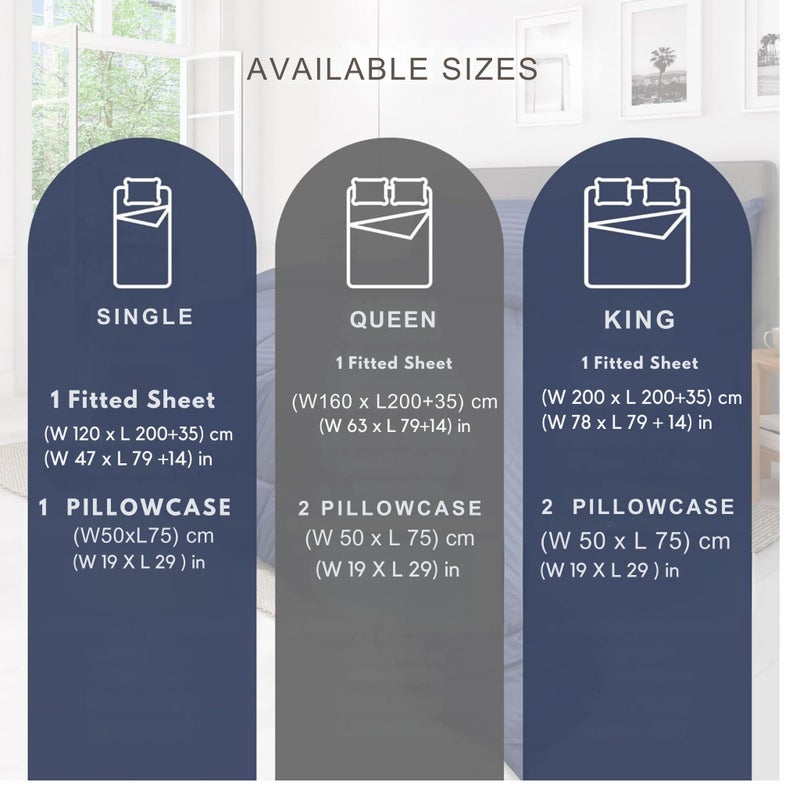 Amali  2 piece Polycotton Bed Sheet Single Size (W120 x L200+35) cm 1 Fitted Sheet, and 1 Standard Pillowcases Soft, Breathable & Durable Fabric for Home Use - Image 5
