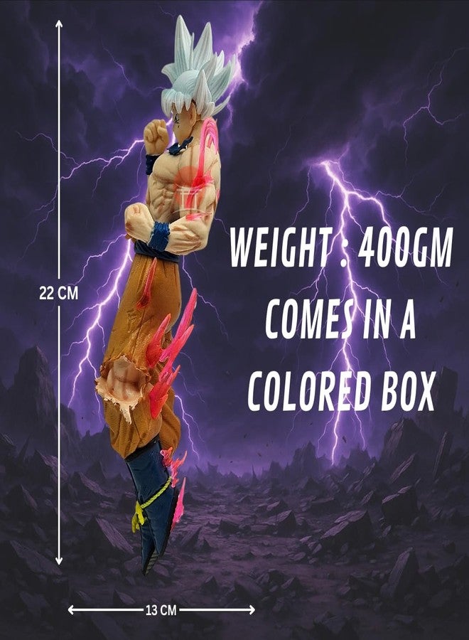 Realmkart Goku Ultra Instinct Action Figure Dragon Ball Z | 23cm White Hair Mastered UI Goku Collectible Statue with Aura Effects | Goku Ultra Instinct Action Figurine for Anime Fans & Collectors - Image 2