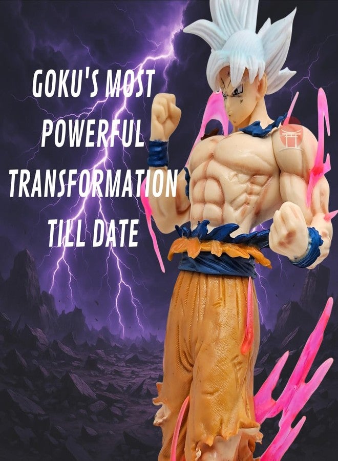 Realmkart Goku Ultra Instinct Action Figure Dragon Ball Z | 23cm White Hair Mastered UI Goku Collectible Statue with Aura Effects | Goku Ultra Instinct Action Figurine for Anime Fans & Collectors - Image 5