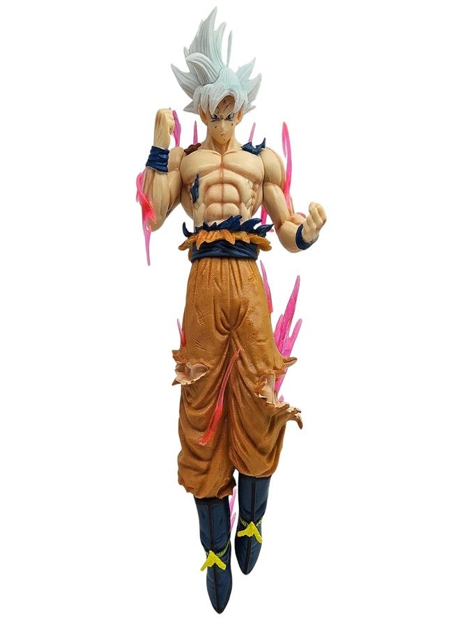 Realmkart Goku Ultra Instinct Action Figure Dragon Ball Z | 23cm White Hair Mastered UI Goku Collectible Statue with Aura Effects | Goku Ultra Instinct Action Figurine for Anime Fans & Collectors - Image 1