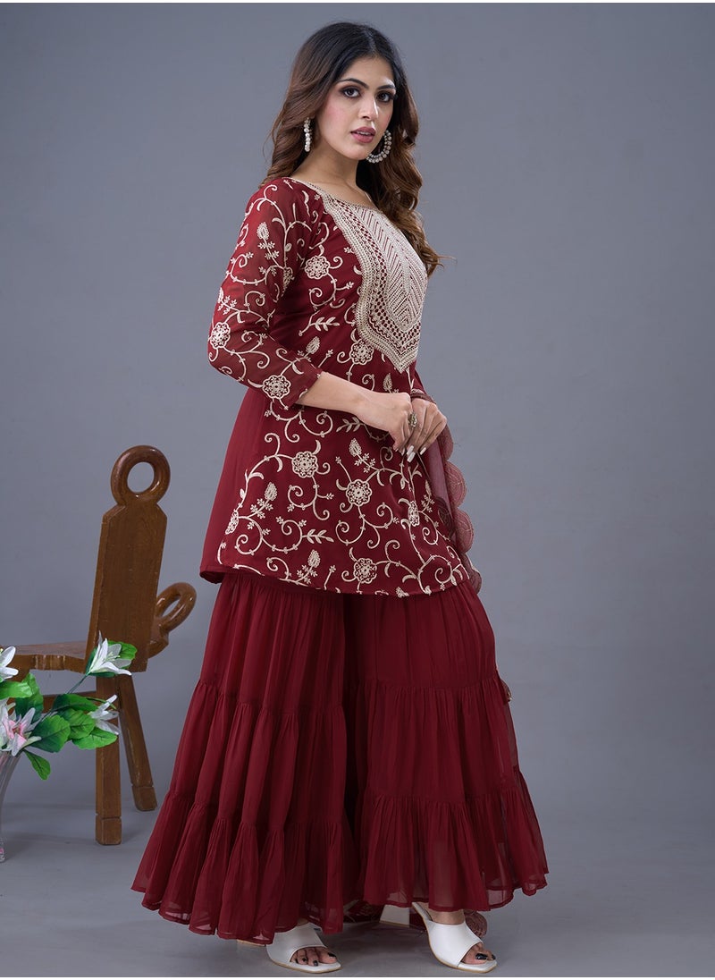 Super Asian Presenting a new Designer Party Wear Look Top-Sharara and Dupatta with Heavy Embroidery Work  - Image 5