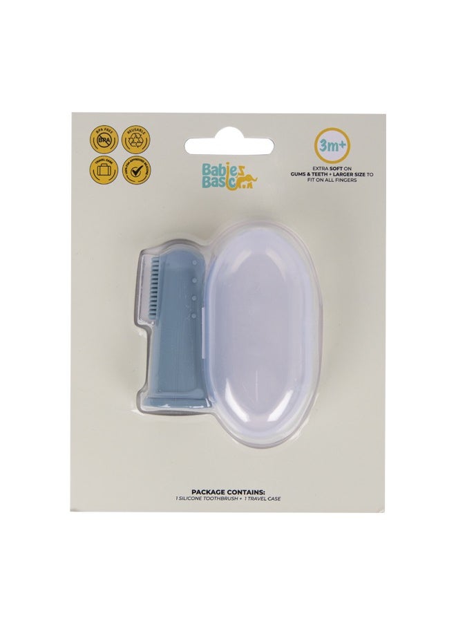 Babies Basic Toothbrush With Travel Case For Babies - Blue Silicone Toothbrush  - Image 1