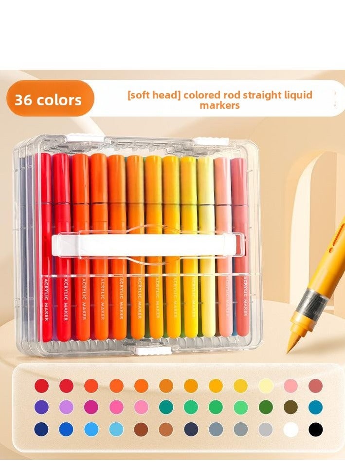36pcs Direct Drop Acrylic Marker Pen, Soft Pen Tip, Washable, DIY Handmade Creative Painting Tool for Kids - Image 1