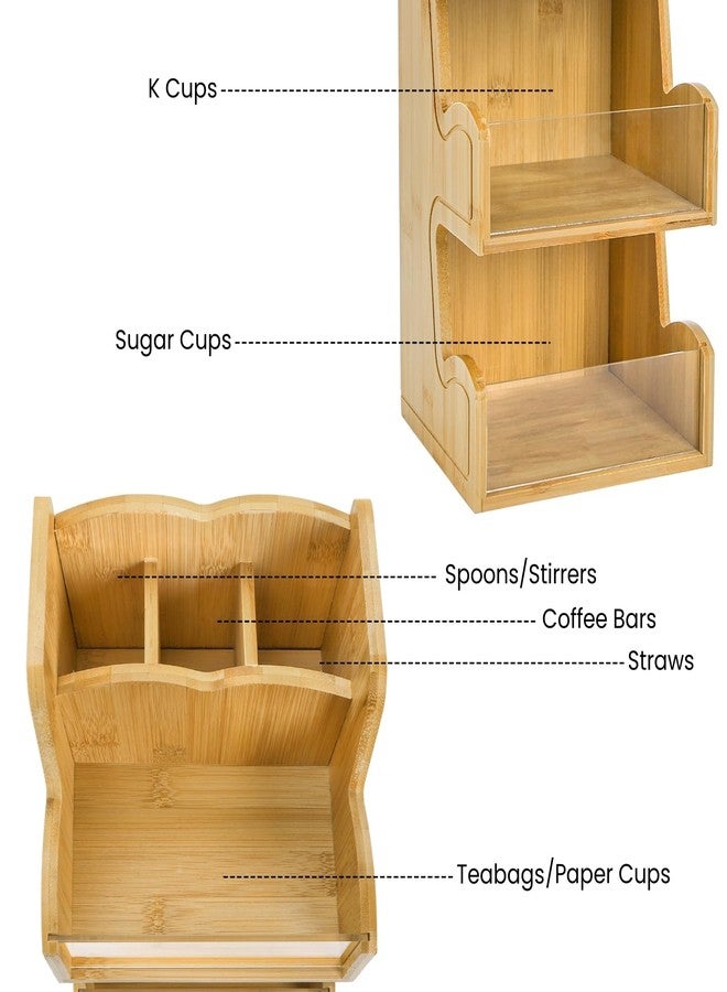 Nagpew Coffee Bar Organizer, Bamboo Coffee Station Organizer with Acrylic Front Wall, 3-Tiered Condiment Holder for Countertop, Office, Home, Kitchen - Image 2
