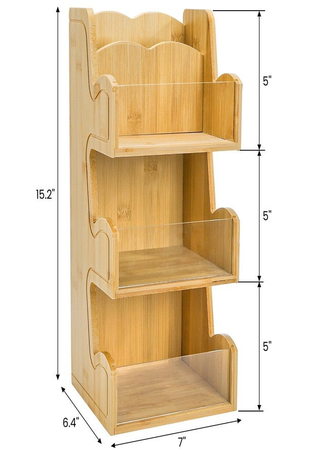 Nagpew Coffee Bar Organizer, Bamboo Coffee Station Organizer with Acrylic Front Wall, 3-Tiered Condiment Holder for Countertop, Office, Home, Kitchen - Image 3
