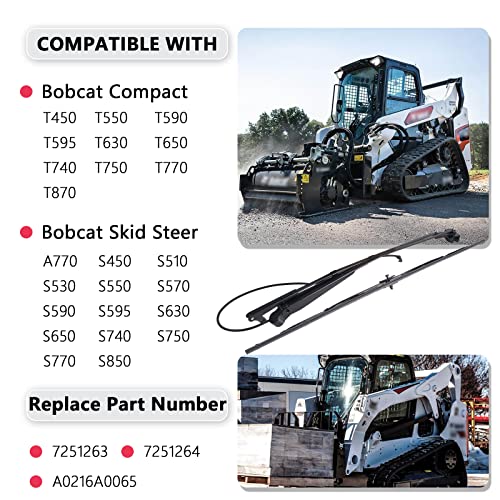 MIKODA Windshield Wiper Arm & Wiper Blade Kit 7251263 7251264 Compatible with Bobcat Loader T450 T550 T590 T595 T630 T650 T740 T750 T770 T870 A770 S450 S510 S530 S550 S570 S590 S595 S630 S650 S740 - Image 2