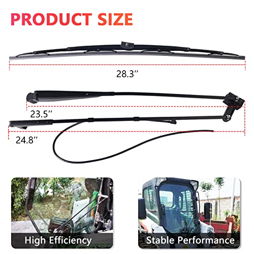 MIKODA Windshield Wiper Arm & Wiper Blade Kit 7251263 7251264 Compatible with Bobcat Loader T450 T550 T590 T595 T630 T650 T740 T750 T770 T870 A770 S450 S510 S530 S550 S570 S590 S595 S630 S650 S740 - Image 3
