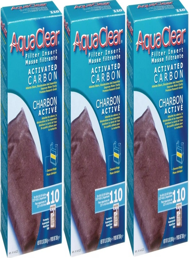 AquaClear Fluval 110 Activated Carbon Media for Aqua Clear AC110 Hang on Back Aquarium Filter (3 Single AC110 Carbon)