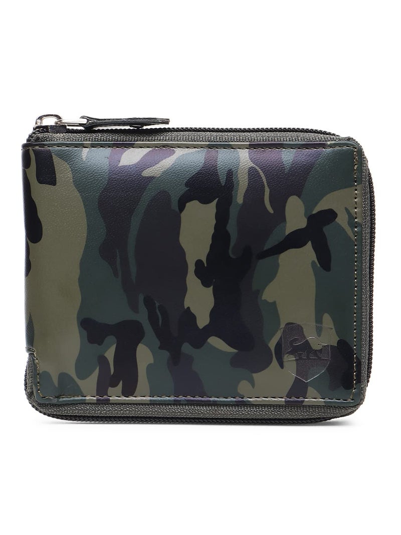 SAMTROH Men Casual, Ethnic, Evening/Party, Formal, Travel, Trendy Multicolor Artificial Leather Wallet (4 Card Slots) (SM_Bull_S Army_Round Chain) - Image 1