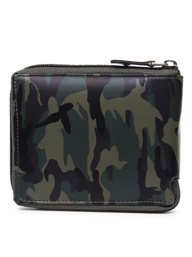 SAMTROH Men Casual, Ethnic, Evening/Party, Formal, Travel, Trendy Multicolor Artificial Leather Wallet (4 Card Slots) (SM_Bull_S Army_Round Chain) - Image 3
