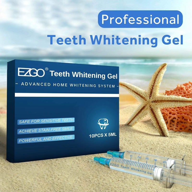 EZGO 10 Pack Teeth Whitening Gel Refills 22% Bleaching Gel, No Sensitive Teeth Whitener, Great for Sensitive Tooth Whitening, Carbamide Peroxide Teeth Whitening Gel, Mint Flavor (10X 5ML) - Image 4