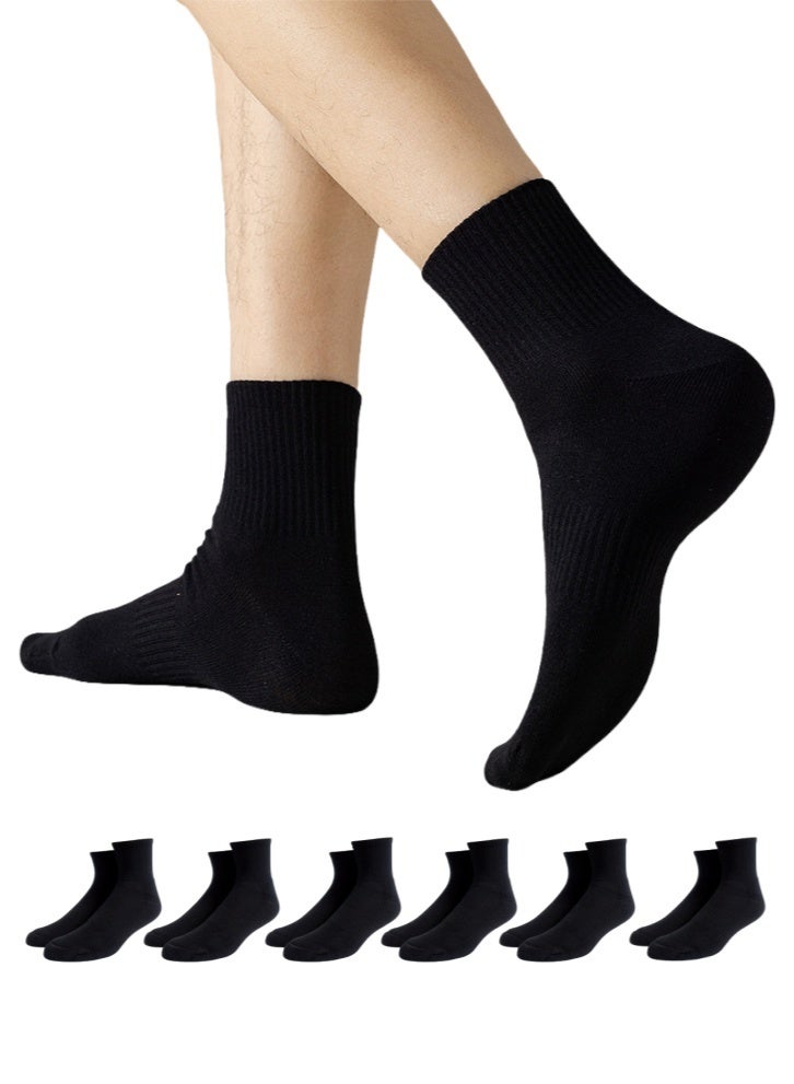 لولكس جوارب Lullaxx سميكة من القطن بنسبة 100% حتى منتصف الساق، عبوة من 6 قطع، قابلة للتنفس، مريحة ورياضية، خالية من الروائح الكريهة، مناسبة لجميع المواسم (أسود) - Image 1