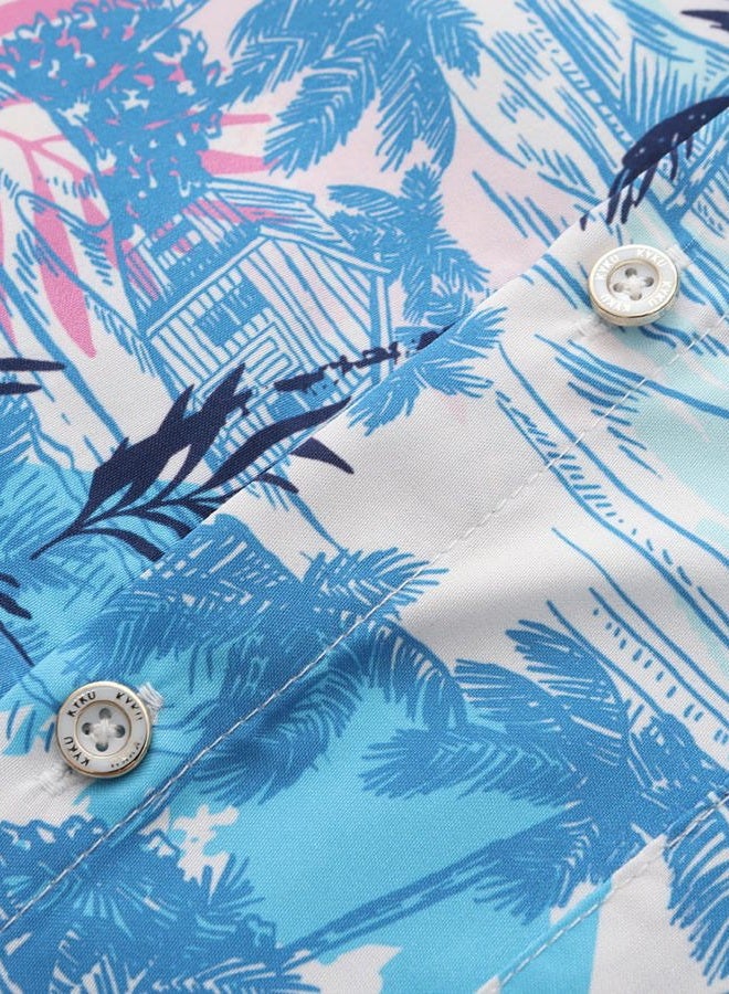 KYKU Hawaiian Button Men Shirt: Summer Short Sleeve Tropical Casual Clothing, Tree Multicolor Men Hawaiian Button Shirt, XL - Image 5