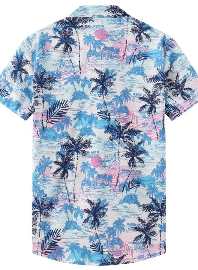 KYKU Hawaiian Button Men Shirt: Summer Short Sleeve Tropical Casual Clothing, Tree Multicolor Men Hawaiian Button Shirt, XL - Image 2