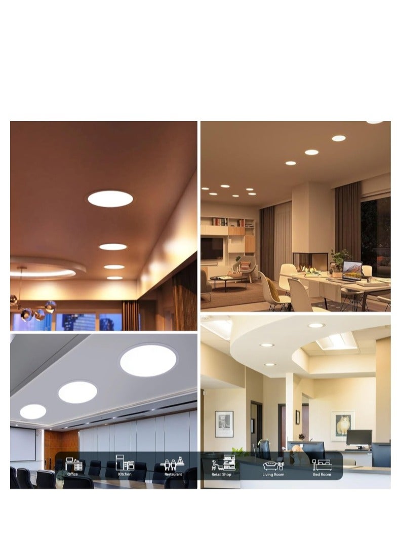 لوحة إضاءة LED، 9 بوصات دائرية رفيعة، 20 وات، أبيض وأبيض دافئ، غير قابلة للتعتيم، عبوة من 4 قطع (أبيض) - Image 2