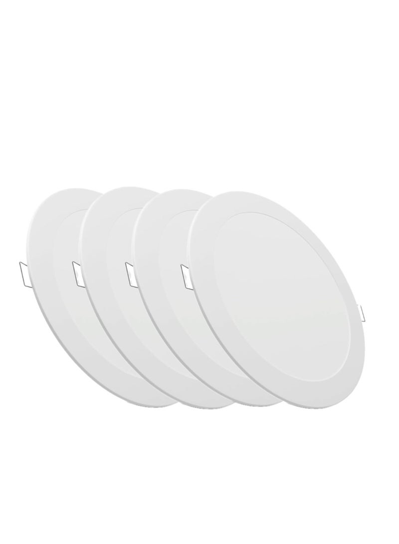 لوحة إضاءة LED، 9 بوصات دائرية رفيعة، 20 وات، أبيض وأبيض دافئ، غير قابلة للتعتيم، عبوة من 4 قطع (أبيض) - Image 1