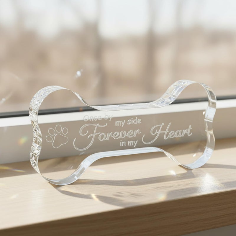 Suny Smiling Pet Memorial Ornament Remembrance Gifts - Crystal Bone Dog Memorial Gifts for Loss of Dog, Pet Loss Sympathy Gift & Keepsake - Once by My Side, Forever in My Heart - Image 3