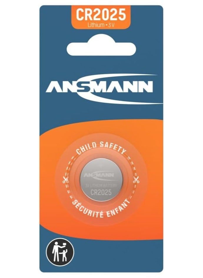 Ansmann CR 2025 Lithium Coin Battery 3V with Baby Proof Medical Devices Keyfob Wearables