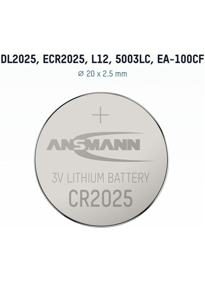 Ansmann CR 2025 Lithium Coin Battery 3V with Baby Proof Medical Devices Keyfob Wearables