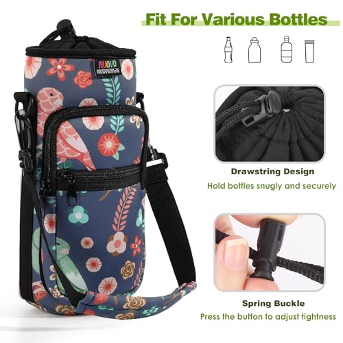 Nuovoware Water Bottle Carrier Bag, 25OZ/710ML Bottle Pouch Holder, Adjustable Shoulder Hand Strap 2 Pocket Sling Neoprene Sleeve Sports Water Bottle Accessories for Men Women Hiking Travelling Camp - Image 5