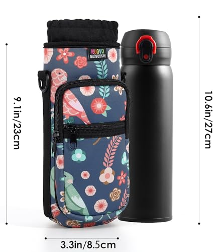 Nuovoware Water Bottle Carrier Bag, 25OZ/710ML Bottle Pouch Holder, Adjustable Shoulder Hand Strap 2 Pocket Sling Neoprene Sleeve Sports Water Bottle Accessories for Men Women Hiking Travelling Camp - Image 4