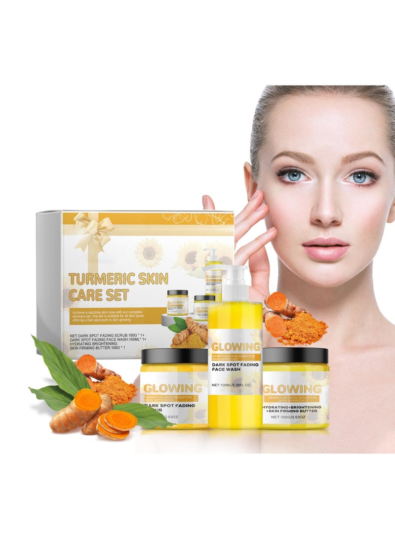 EELHOE مجموعة العناية بالبشرة بالكركم - صابون مبيض مضاد لحب الشباب - سيروم - مقشر - كريم - منظف - مجموعة العناية بالبشرة للوجه - Image 1