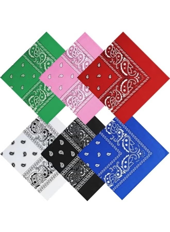 rocooart 6 Pieces Bandanas for Men Women, Colorful Handkerchief and Neckerchief, Cotton Paisley Headbands Scarf Cowboy Bandana, Square Bandanas ideal for Hip-Hop Cycling Also as Handkerchief - Image 1