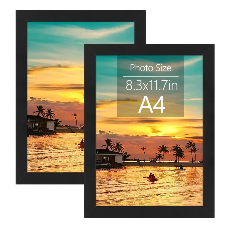 إطار فريماتوري A4 مع زجاج بلاستيكي 83x117 بوصة إطار ملصق أسود إطار جدار معرض تركيب عمودي وأفقي مع ملحقات A4 2Pack