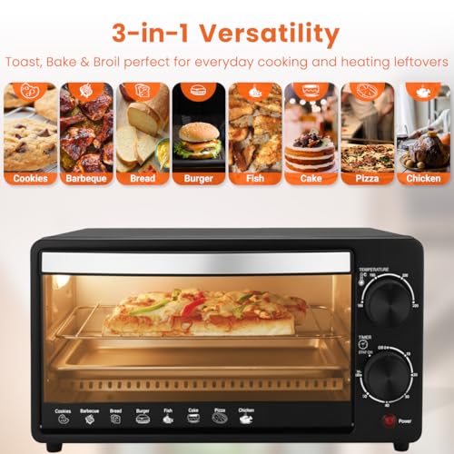 INALSA Oven Toaster Griller 10 L, Cake Baking Oven OTG Multi-Task with Temperature 800 Watts, Includes Baking Pan, Grill Tray & Tray Handle (Black/Silver), kitchen,2 Year Warranty - Image 2