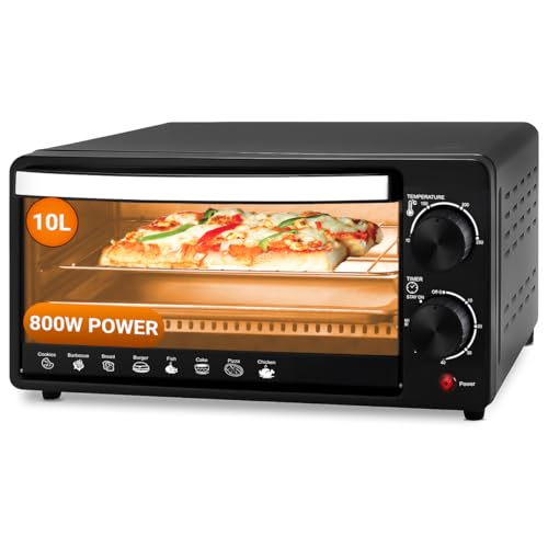 INALSA Oven Toaster Griller 10 L, Cake Baking Oven OTG Multi-Task with Temperature 800 Watts, Includes Baking Pan, Grill Tray & Tray Handle (Black/Silver), kitchen,2 Year Warranty - Image 1