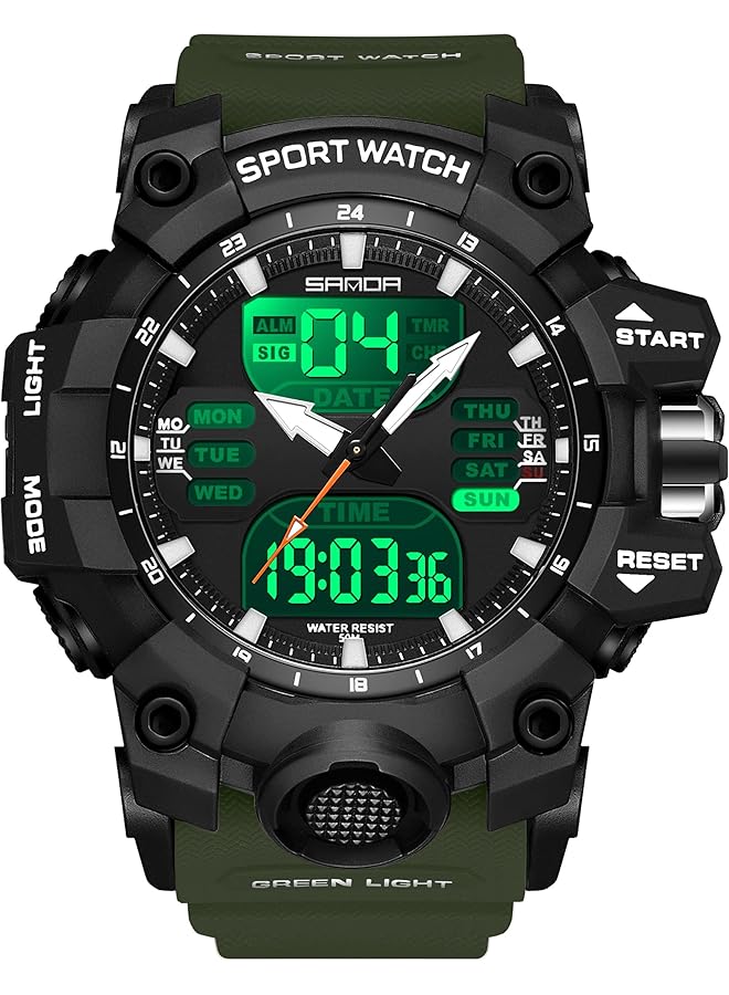 KASTWAVE Men Analog Sports Watch Led Digital Watch 5Atm Waterproof Electronic Stopwatch Large Dual Dial Time Easy To Read Outdoor Wrist Watch Tactical - Image 1