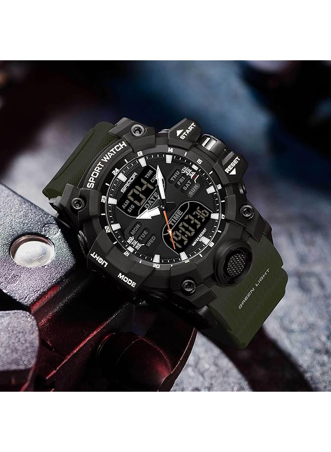 KASTWAVE Men Analog Sports Watch Led Digital Watch 5Atm Waterproof Electronic Stopwatch Large Dual Dial Time Easy To Read Outdoor Wrist Watch Tactical - Image 3