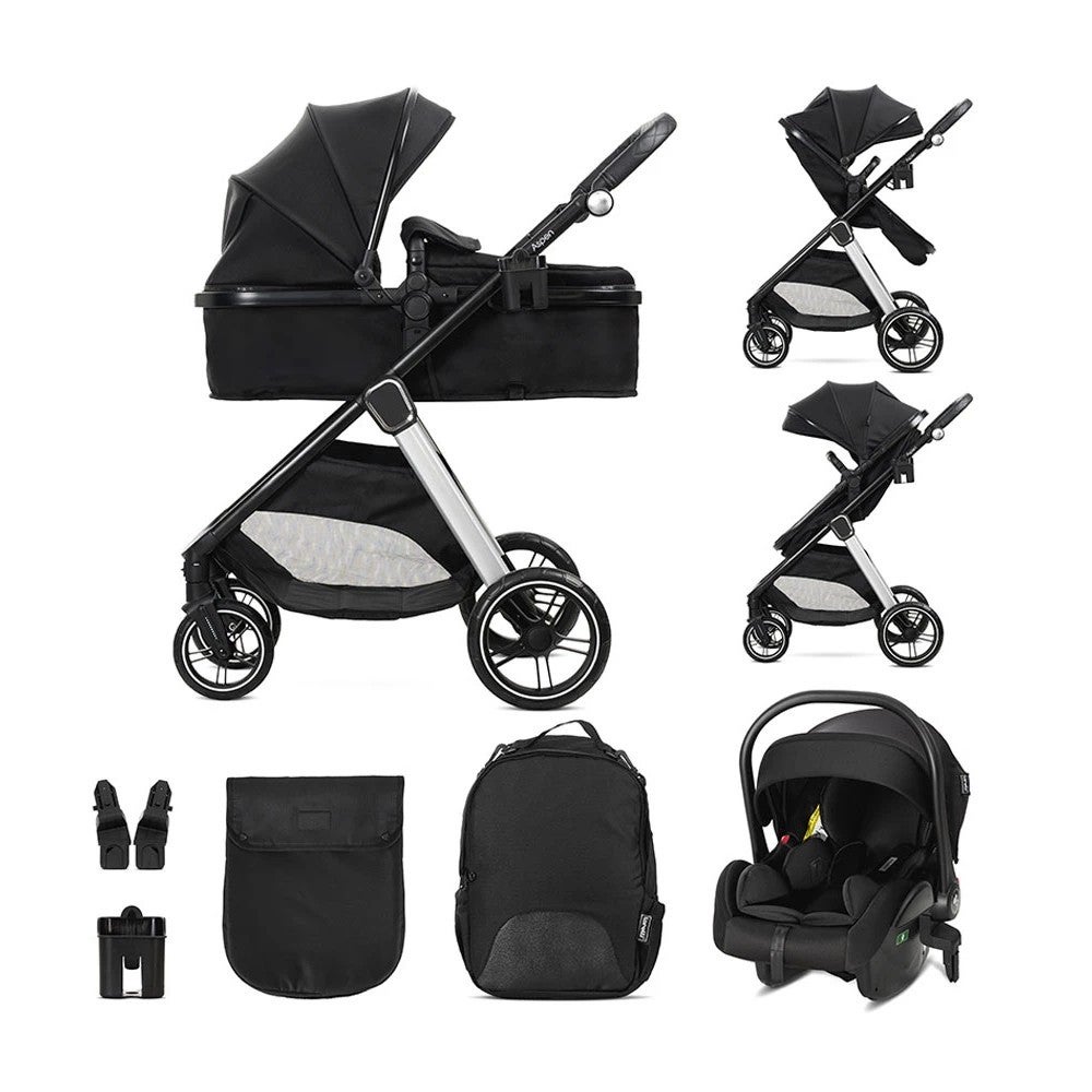 Lorelli - Baby Stroller A Spen 3 in 1 with Transformalbe Seats & Adaptors - Black - 1002202