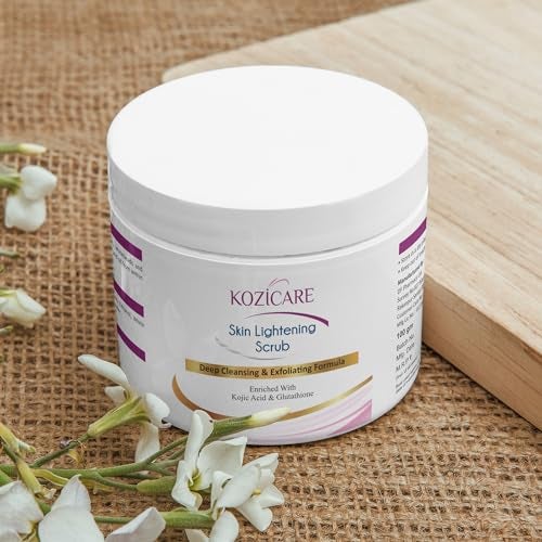 Kozicare Skin Whitening Scrub For Face | Exfoliating Scrub | Scrub For Men & Women Tan Removal Scrub Tanning Dead Skin Removal Gel Kojic Acid Scrub For Blackheads, Whiteheads & Smooth Skin - 100 Gm - Image 1